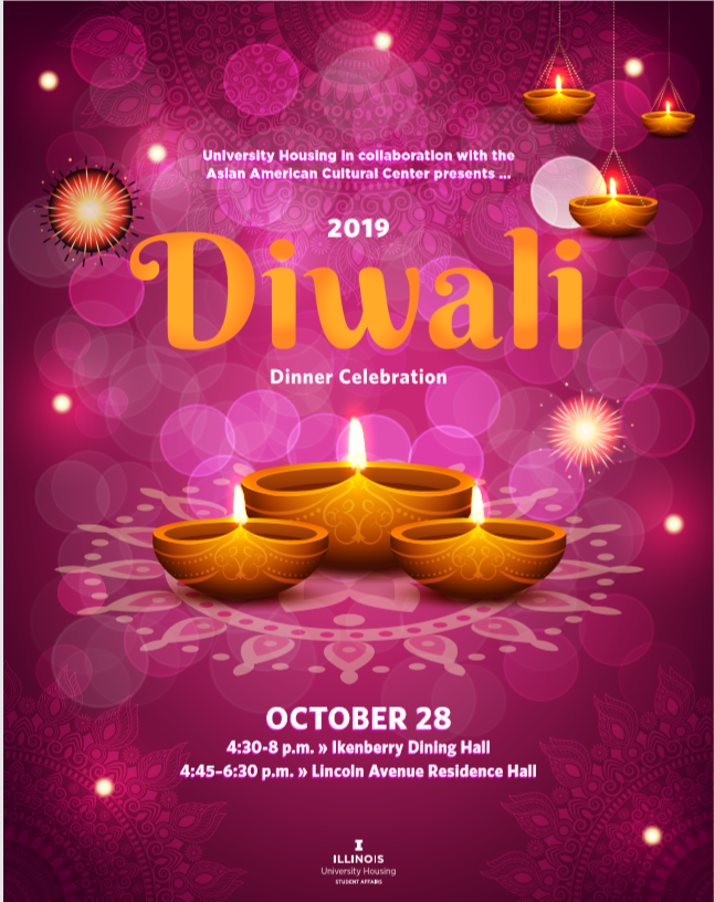University Dining Diwali Flyer October 28th at Ikenberry Hall