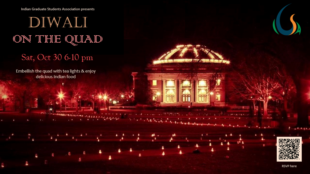 IGSA Diwali on the Quad 2021 flyer october 30 from 6pm-10pm