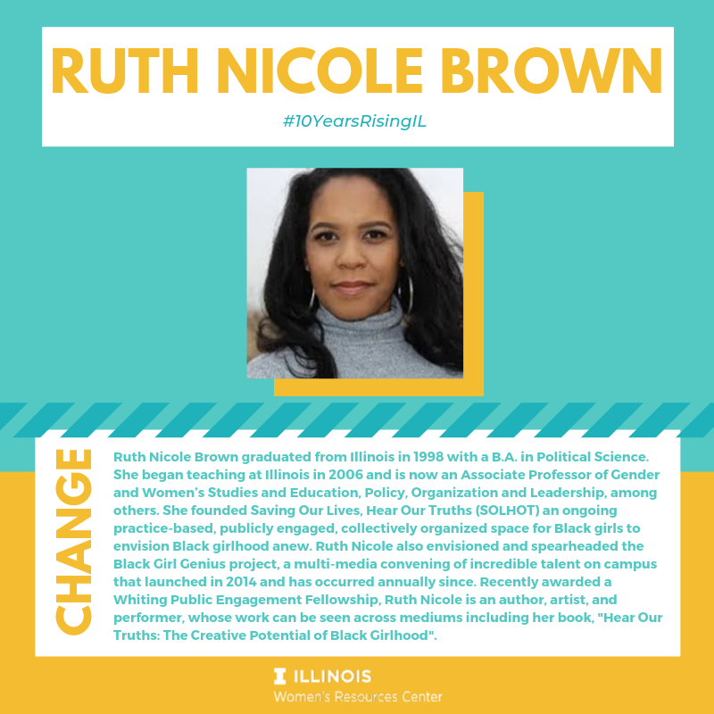 Ruth Nicole Brown founded Saving Our Lives, Hear Our Truths (SOLHOT) an ongoing practice-based, publicly engaged, collectively organized space for Black girls to envision Black girlhood anew. 