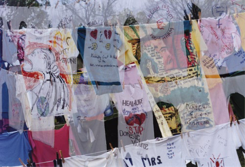 Collage of serval clothes hanging on a clothesline